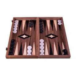 COFFRET JEU D'ÉCHECS ET DE BACKGAMMON EN ACAJOU - 48 Cm