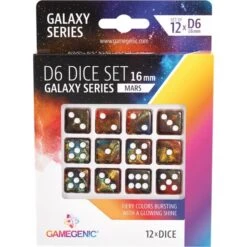 SET DE 12 DÉS À SIX FACES - GALAXY SERIES - MARS - 16mm