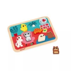 PUZZLE JANOD ENCASTREMENT CHUNKY 2 EN 1 : ANIMAUX FAMILIERS - 7 PIECES -Créatifs Jeux Magasin puzzle animaux familiers 7 pieces