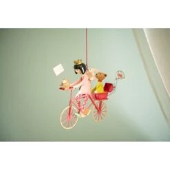 MOBILE TRIPLETTE LAPIN ET OURSON FRAMBOISE - L'OISEAU BATEAU -Créatifs Jeux Magasin triplette lapi ourson framboise